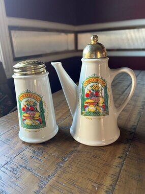 Vintage Ceramic   Portofino Italy By  Himark  Oil cruet & Grated Cheese shaker
